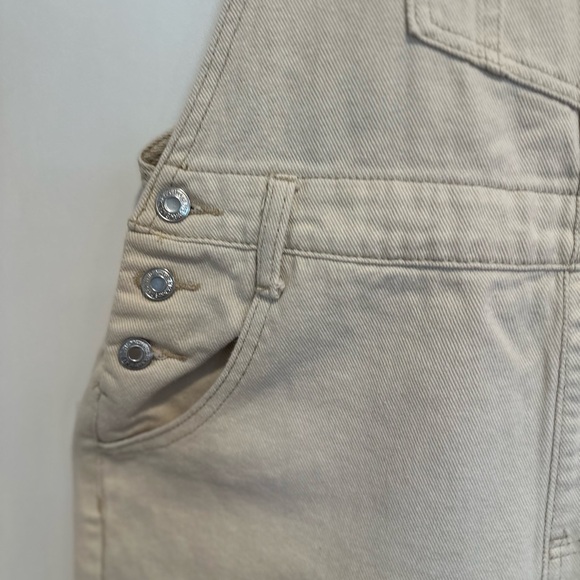 Wide Leg Cream 100% Cotton Shein Workwear Style Overalls Sz: L Adjustable Straps - Picture 9 of 14